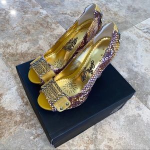 Golden Snakeskin Heels